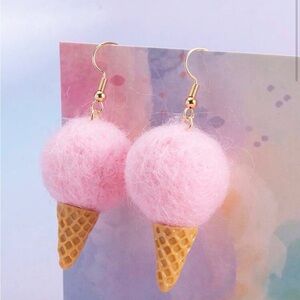 Pink Ice Cream Cone Earrings